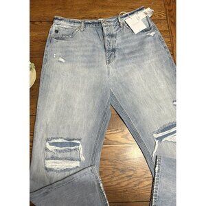 𝅺kancan Light Wash 90'S Boyfriend Distressed Jeans Size 15x31 New Button Fly